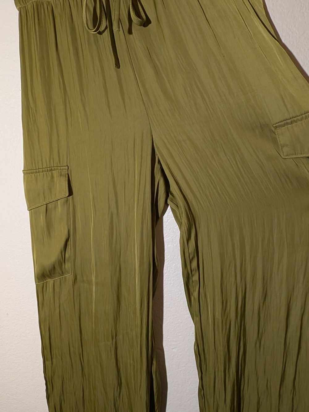 Rachel Zoe Olive Satin Cargo Pants Sz XS